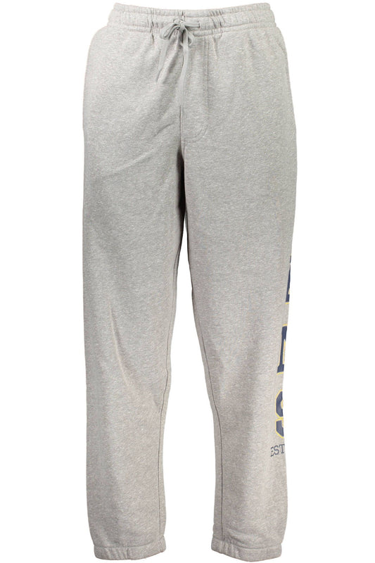 Sleek Gray Fleece Sports Trousers with Print