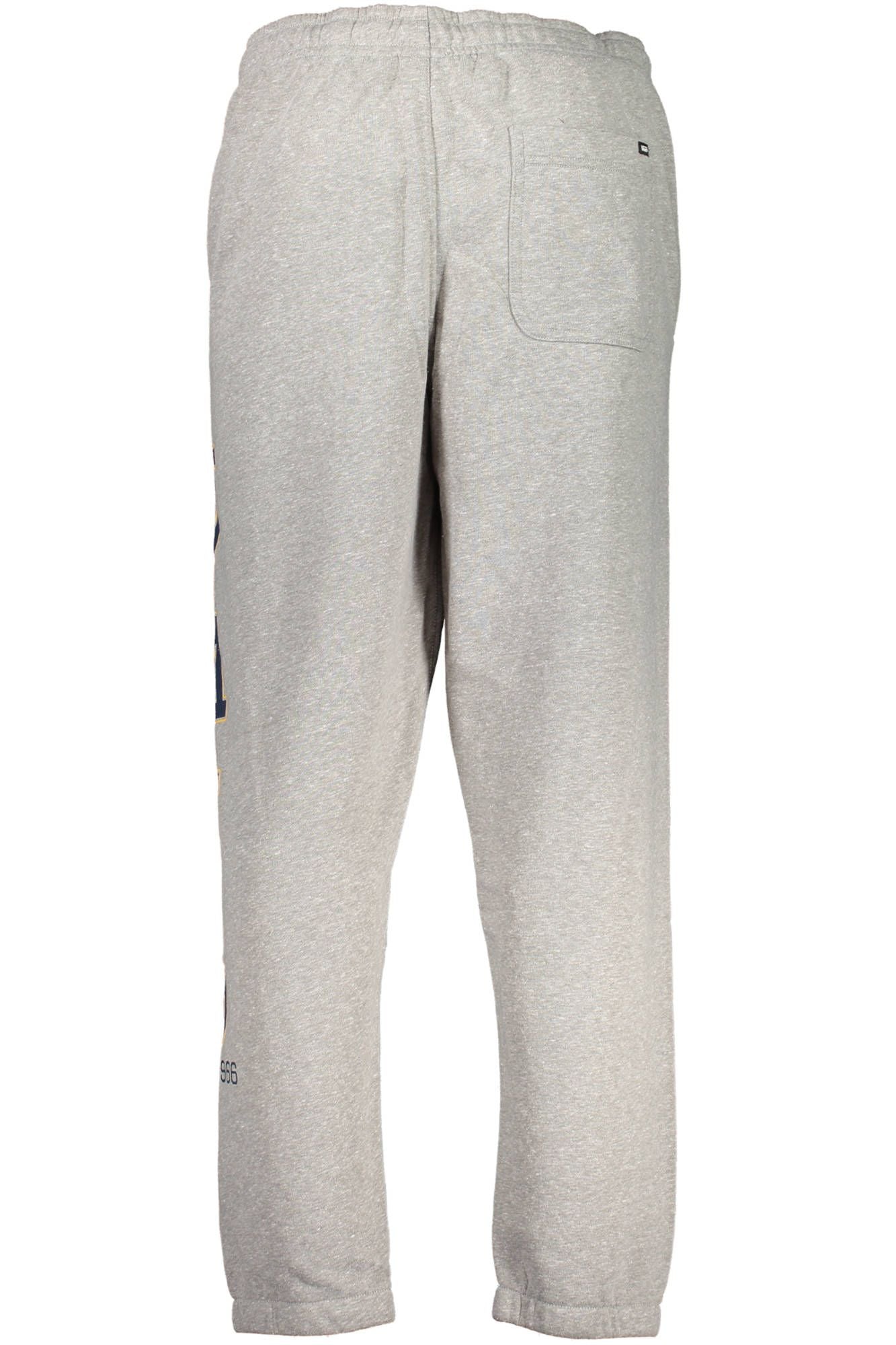 Sleek Gray Fleece Sports Trousers with Print