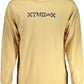 Beige Long Sleeve Cotton Tee with Logo Print