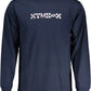 Blue Round Neck Long Sleeve Tee with Print