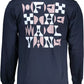 Blue Round Neck Long Sleeve Tee with Print