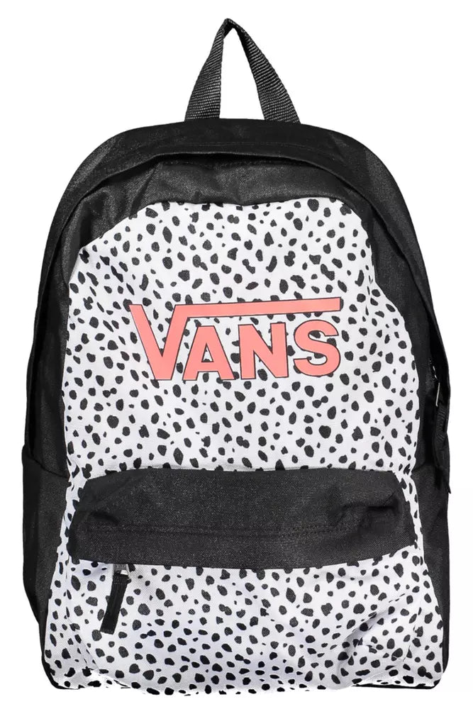 Sleek Black Polyester Backpack with Logo Detail