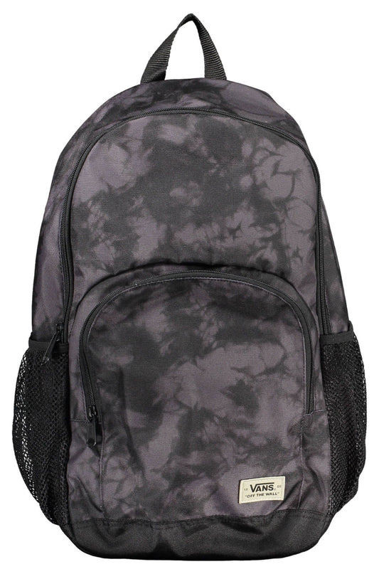 Sleek Black Polyester Backpack with Contrasting Details