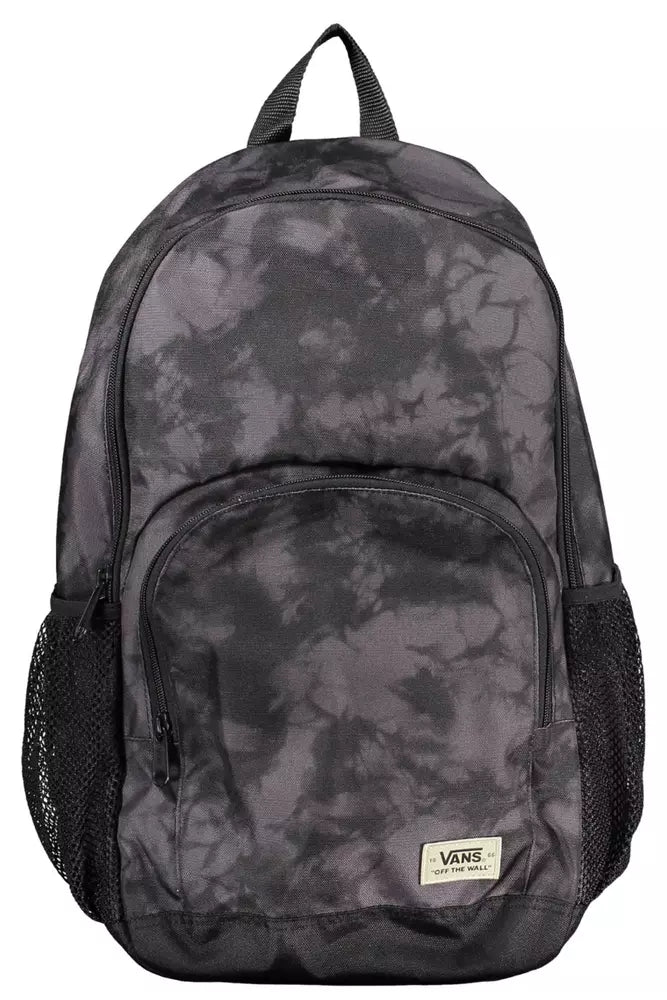 Sleek Black Polyester Backpack with Logo Detail