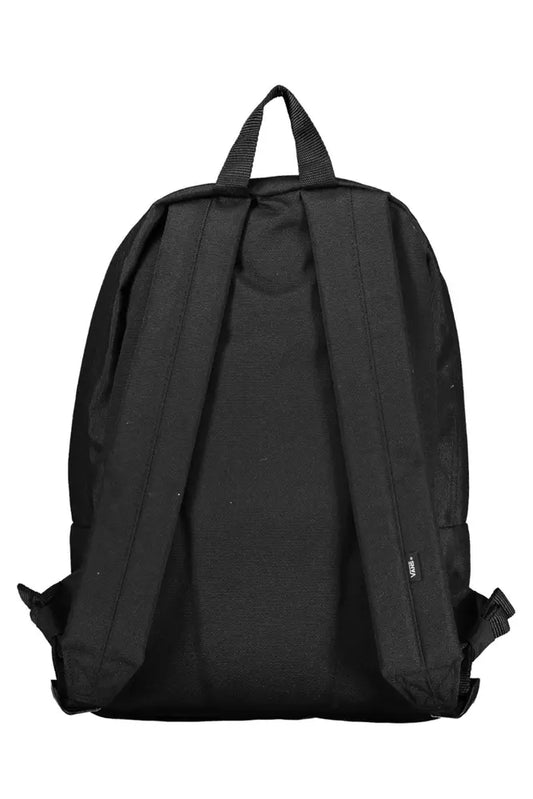 Sleek Black Polyester Backpack with Logo