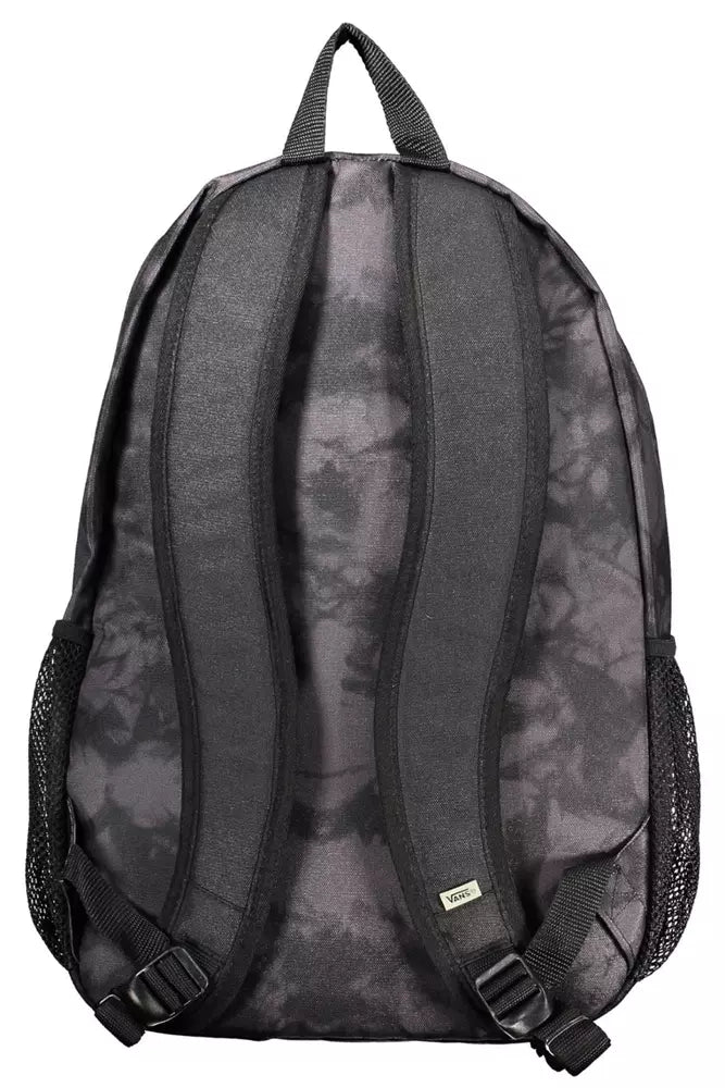 Sleek Black Polyester Backpack with Logo Detail