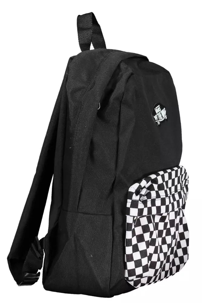 Sleek Black Polyester Backpack with Logo