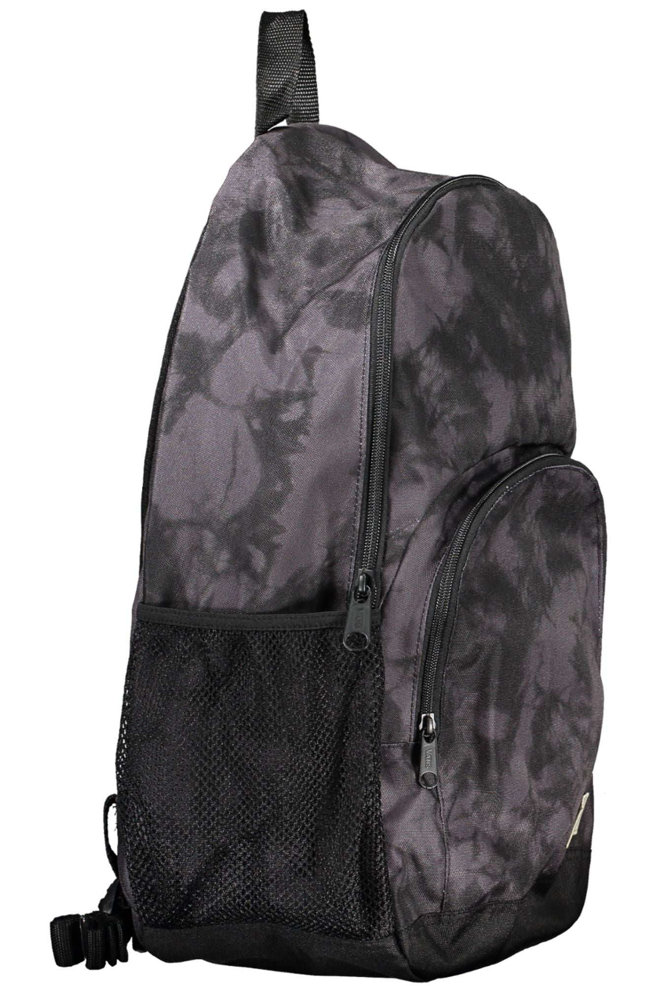 Sleek Black Polyester Backpack with Contrasting Details