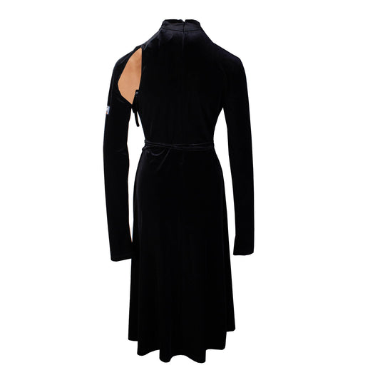 Elegant Black Velvet Asymmetric Dress