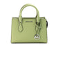 Sheila Small Light Sage Vegan Leather Center Zip Satchel Purse Bag