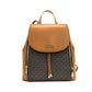 Phoebe Medium Brown Signature PVC Leather Flap Backpack Bookbag