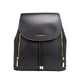 Phoebe Medium Black Smooth Leather Drawstring Flap Backpack Bookbag