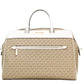 Travel Large Light Cream Signature PVC Top Zip Weekender Duffle Bag