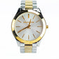 Slim Runway Gold Silver Toned Stainless Steel Wrist Watch MK3198
