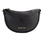 Dover Small Black Pebbled Leather Half Moon Crossbody Purse Bag
