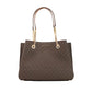 Teagen Large Brown Signature PVC Long Drop Satchel Handbag Purse