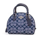 Sydney Small Denim Multi Signature Chambray Canvas Satchel Handbag
