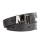 Claus Smooth Visetos Logo Gray Pinstripe Leather Adjustable Reversible Belt