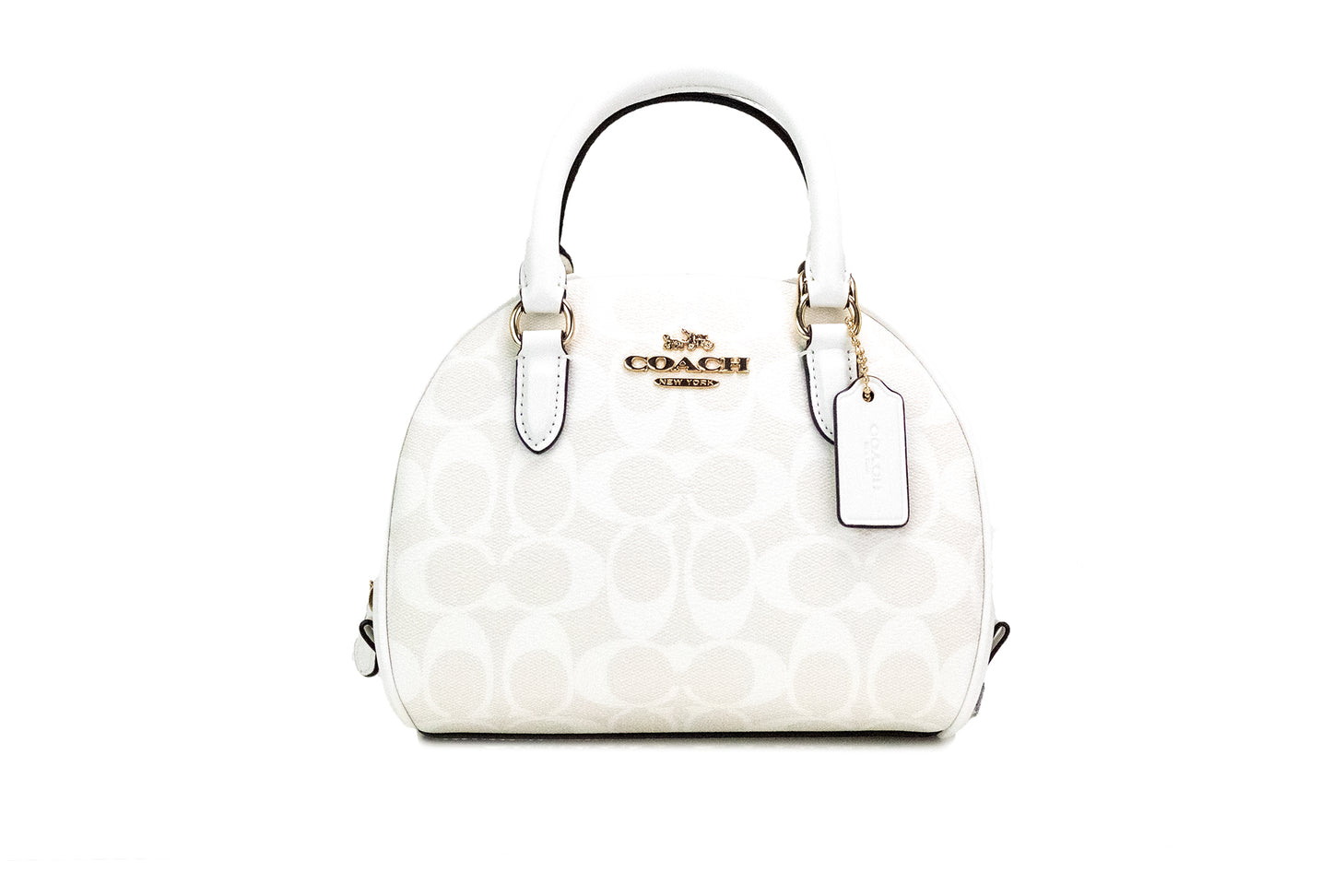 Sydney Small Chalk White Signature Coated Canvas Satchel Handbag