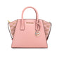 Avril Small Rose Leather Suede Top Zip Satchel Crossbody Handbag
