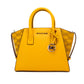 Avril Small Honeycomb Leather Suede Top Zip Satchel Crossbody Bag Yellow