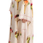 White Silk Ice Cream Print Maxi Kaftan Dress